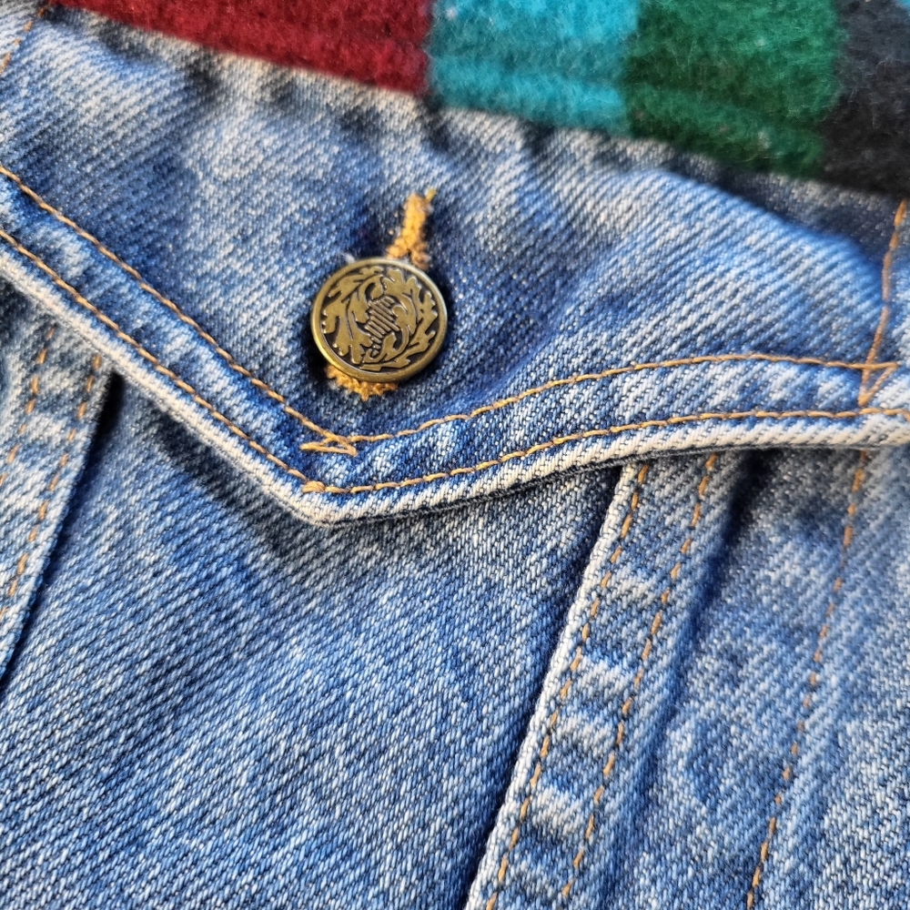 Margaz Vintage Native American Vibe Wool Blanket Denim Jacket Size Medium - Picture 5 of 11